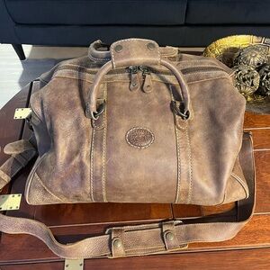Roots Brown Leather Banff/weekenderBag